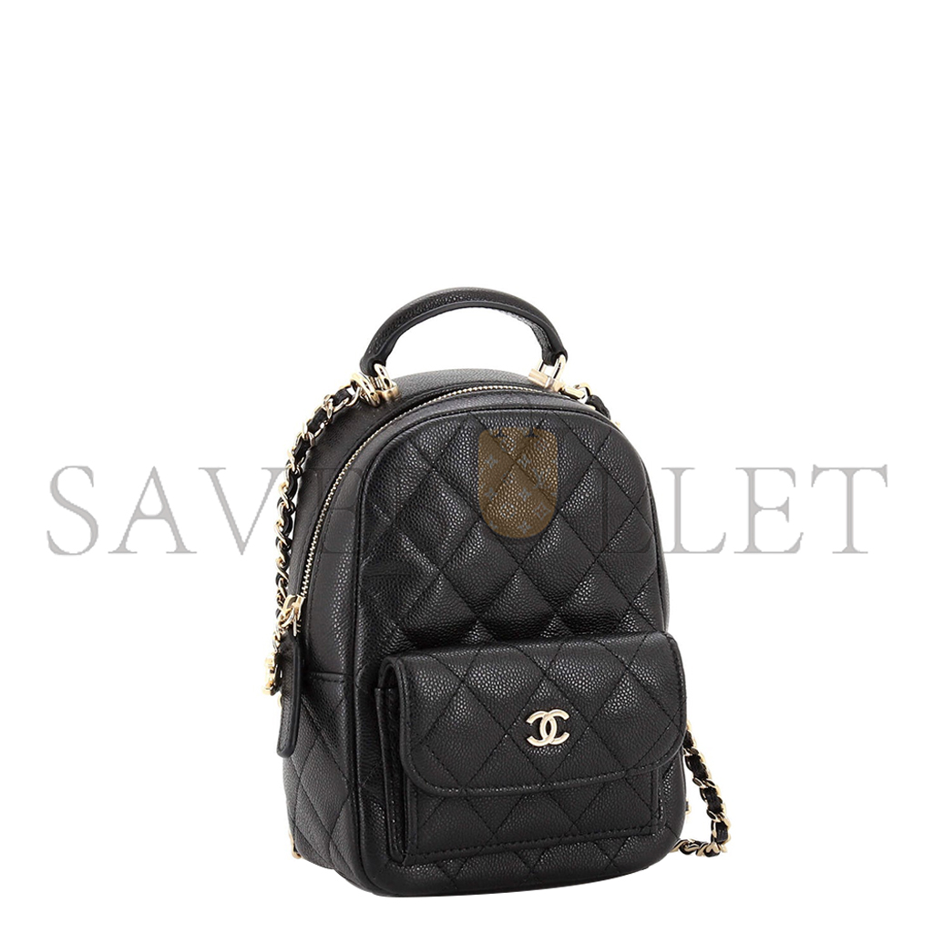 Ch*el classic cc chain pocket backpack quilted caviar mini ap3753 (18*13*9cm)